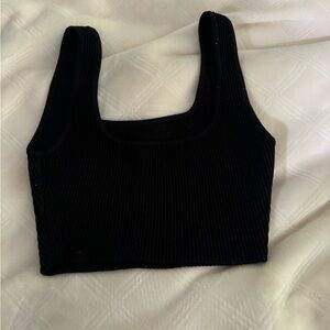 Black Babaton Aritzia square neck crop top